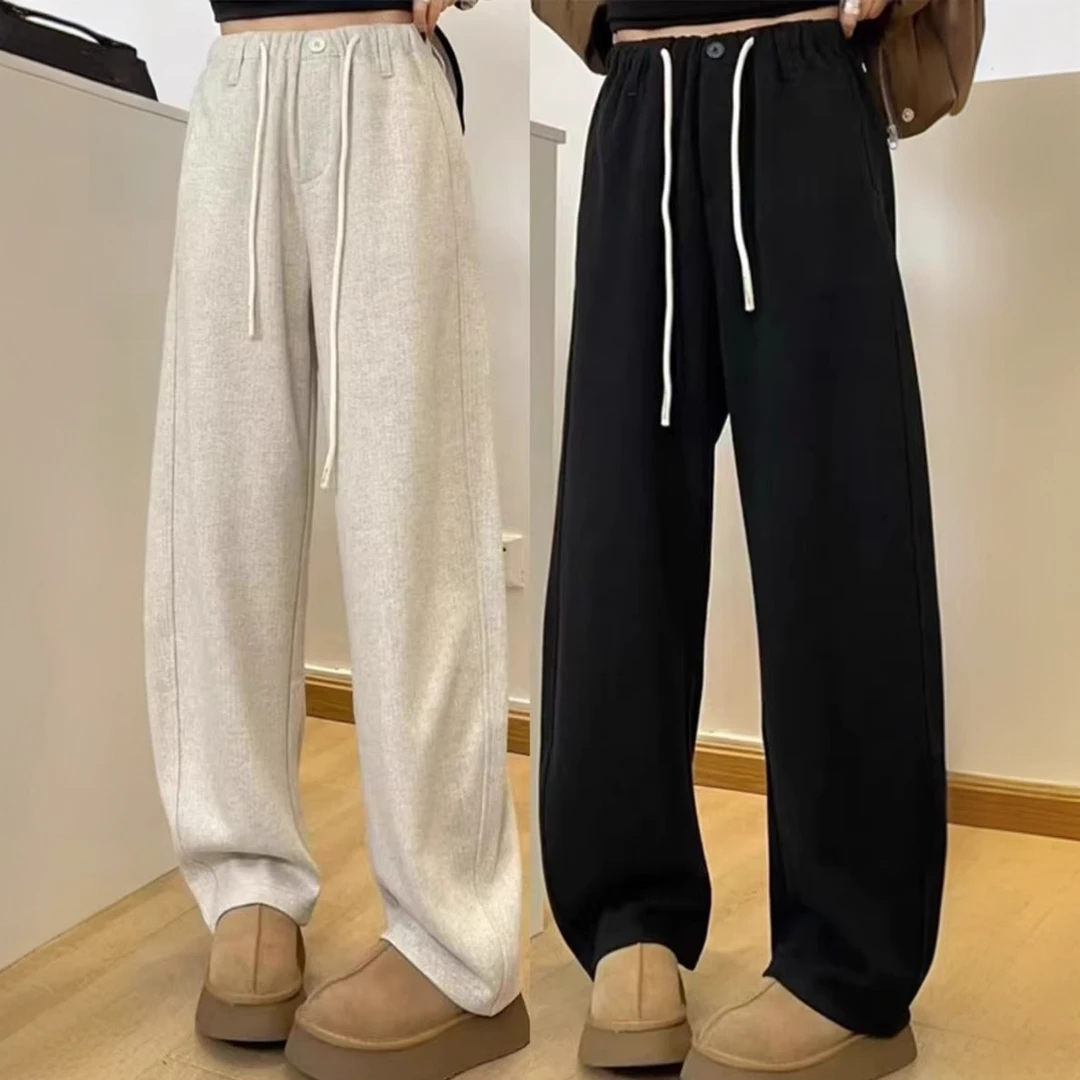 大码镰刀休闲裤女2025春季新款梨形MM高腰宽松显瘦窄版阔腿弯刀裤