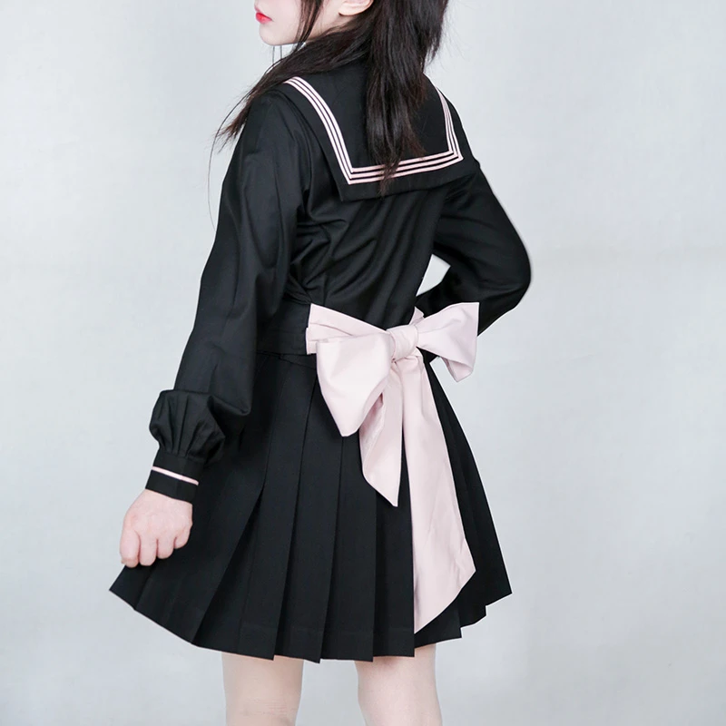 珠珠家原创荣誉学姐日系jk收腰水手服套装学院风甜酷背后大蝴蝶结