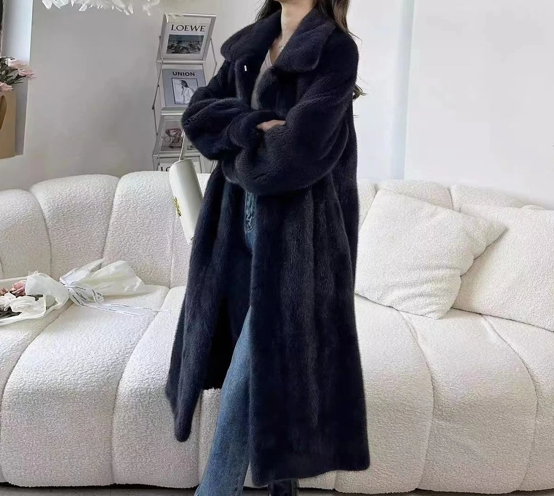 人造皮草 专属103海宁新款米兰貂毛绒长款方领外套