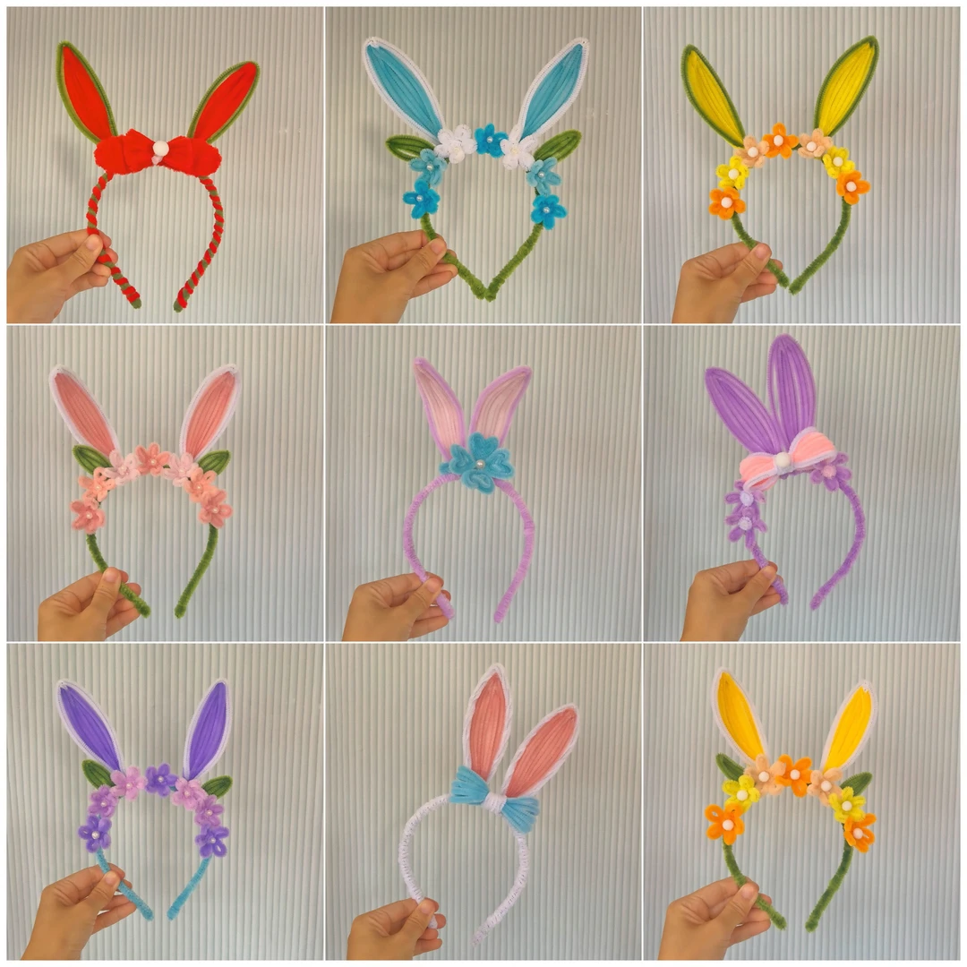 【2个装】簪花仙子扭扭棒头箍手工DIY材料包兔子耳朵可爱头饰