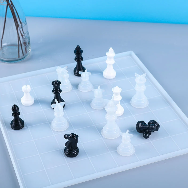 diy滴胶模具立体创意手工玩具国际象棋硅胶模具镜面树脂免洗多款
