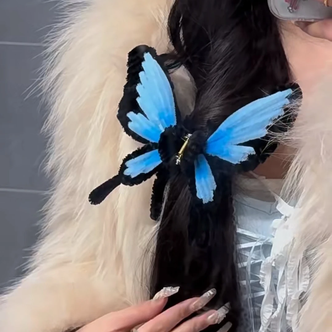 扭扭棒蝴蝶diy材料包 手工梦幻灵动蝴蝶发夹创意礼物送闺蜜拍照