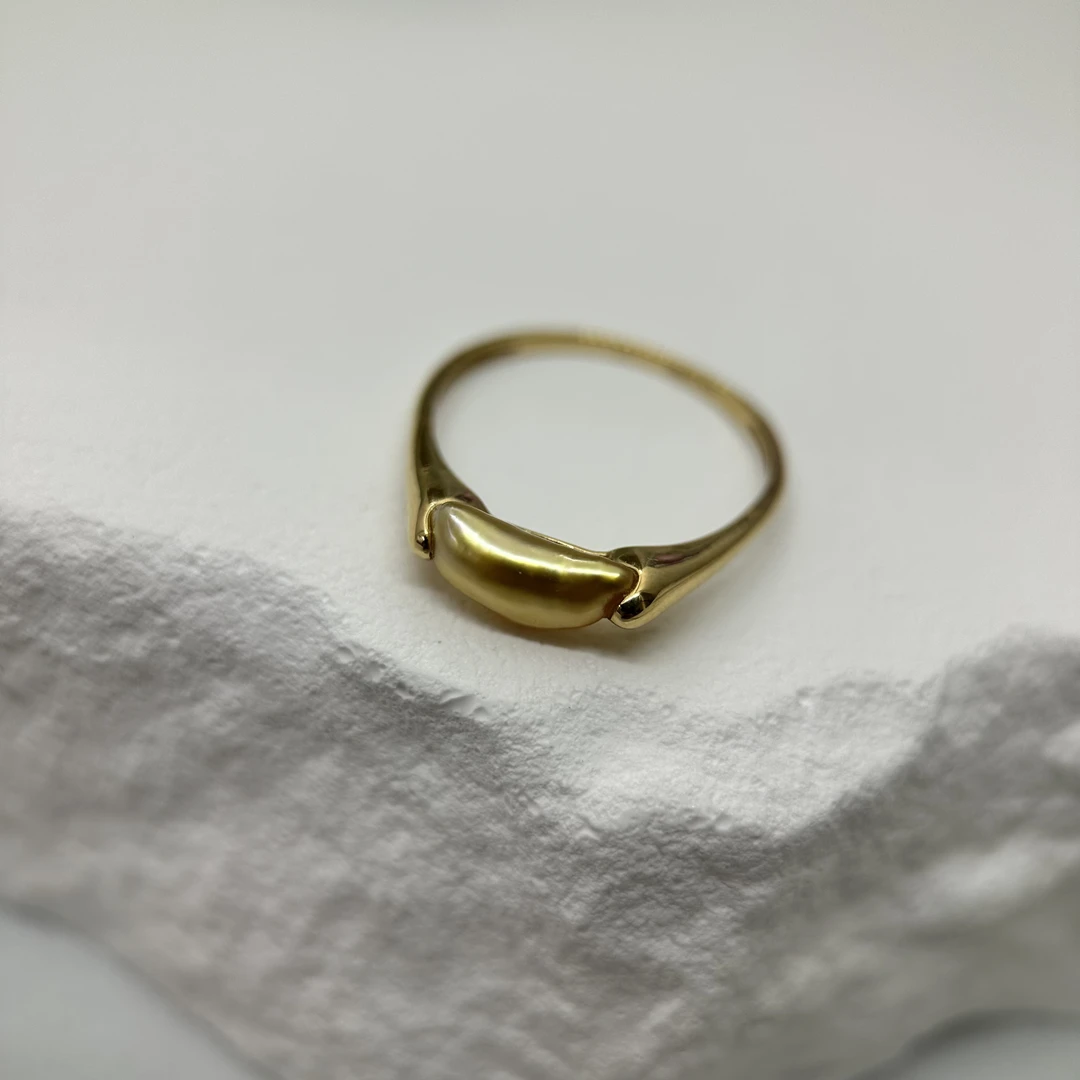 *海水kesh金珠18K戒指 16指围 无核浓金色 5-10mm 简约款茶金色