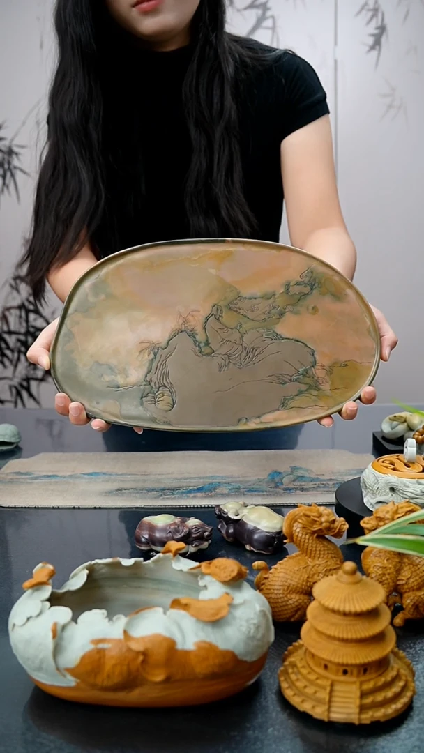 【闪购商品】天然原石手工雕刻苴却砚梦回聊斋干泡