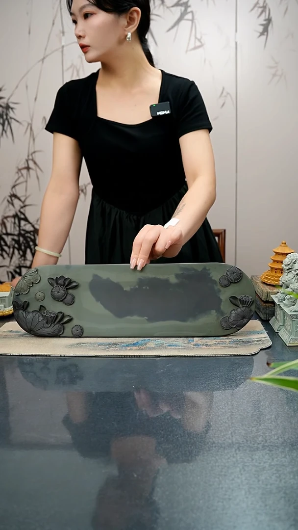 【闪购商品】天然原石手工雕刻长条荷花干泡45公分