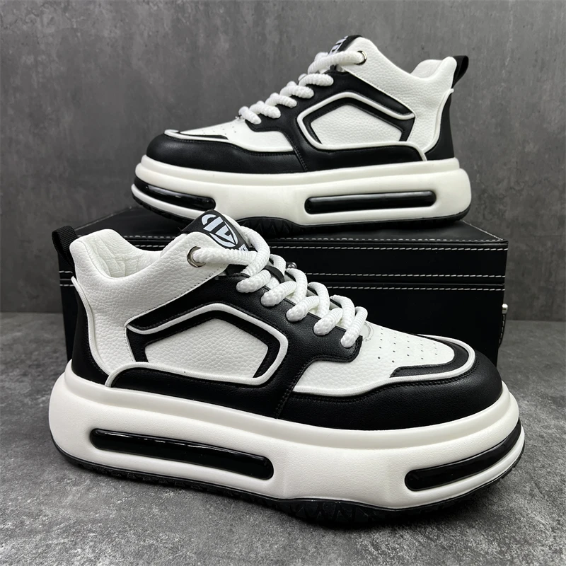 2023冬季新款韩版简约百搭小白鞋厚底增高户外运动休闲鞋潮牌男鞋