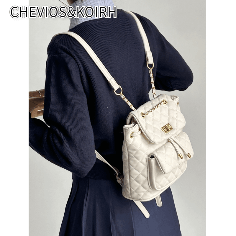 CHEVIOS&KOIRH双肩包设计感小众夏天小包包2024新款时尚百搭链条