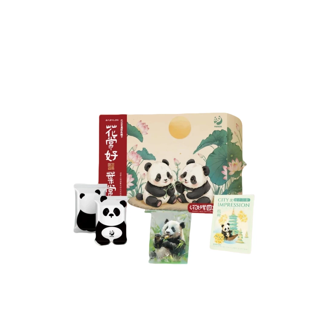国潮玩具【点盒】巴比伦&咪咕联名 熊猫卡《花好月圆系列》手绘盲盒