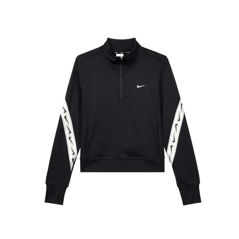 NIKE/耐克Therma-FIT One 印花立领半拉链休闲长袖卫衣 女款 黑色
