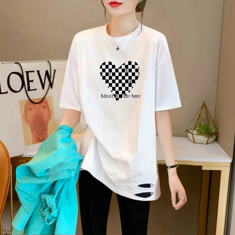 夏季短袖女宽松遮肚显瘦遮屁股叠穿t恤长款搭配鲨鱼裤圆领上衣ins