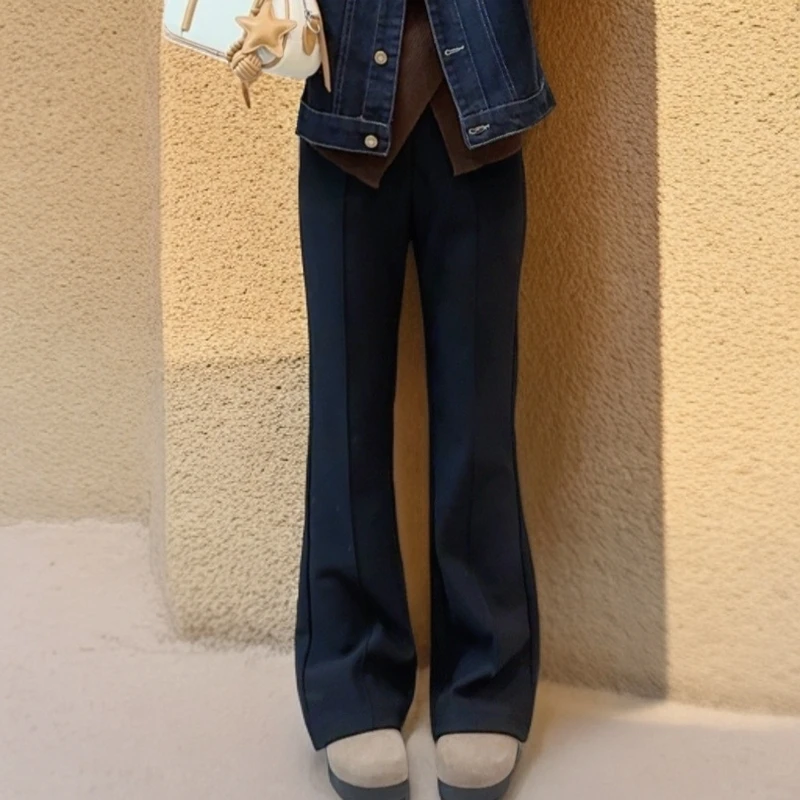 奈奈妮②145小个子【加绒腿精裤】加绒加厚喇叭裤高腰显瘦百搭1782