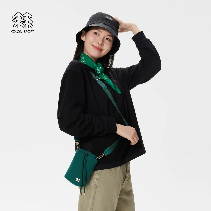 KOLON SPORT可隆绗缝小肩包户外单肩包露营抽绳束口女士斜挎包