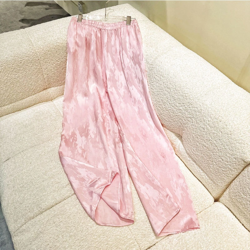 夏季提花直筒裤长裤休闲裤显瘦宽松百搭白色休闲直筒裤女时尚薄款