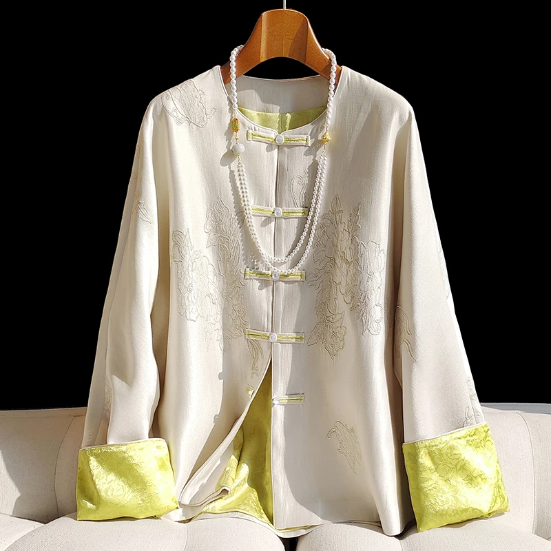 新国风复古极简风上衣刺绣外套春季新款