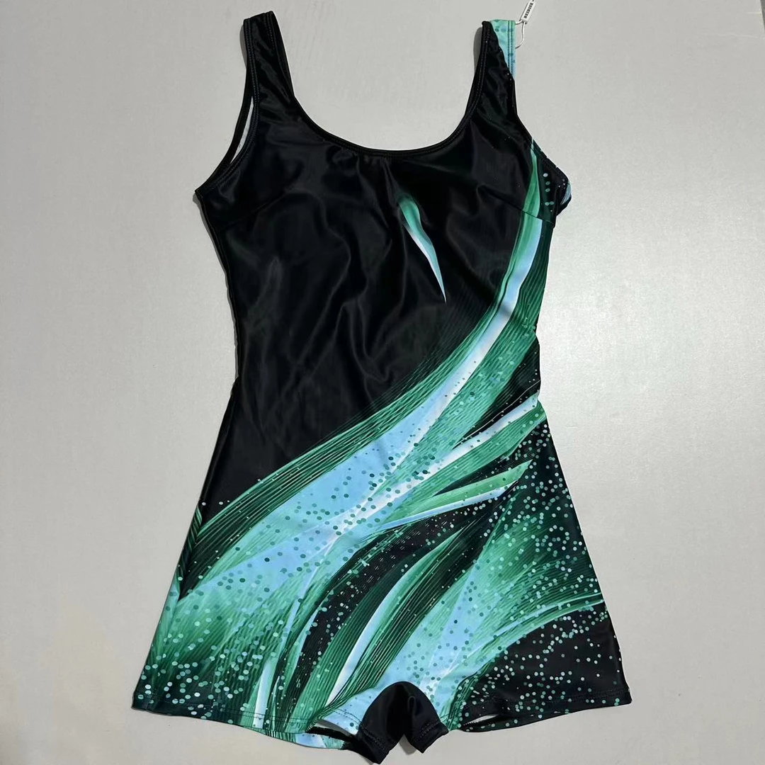 新款连体平角竞速保守大码泳衣