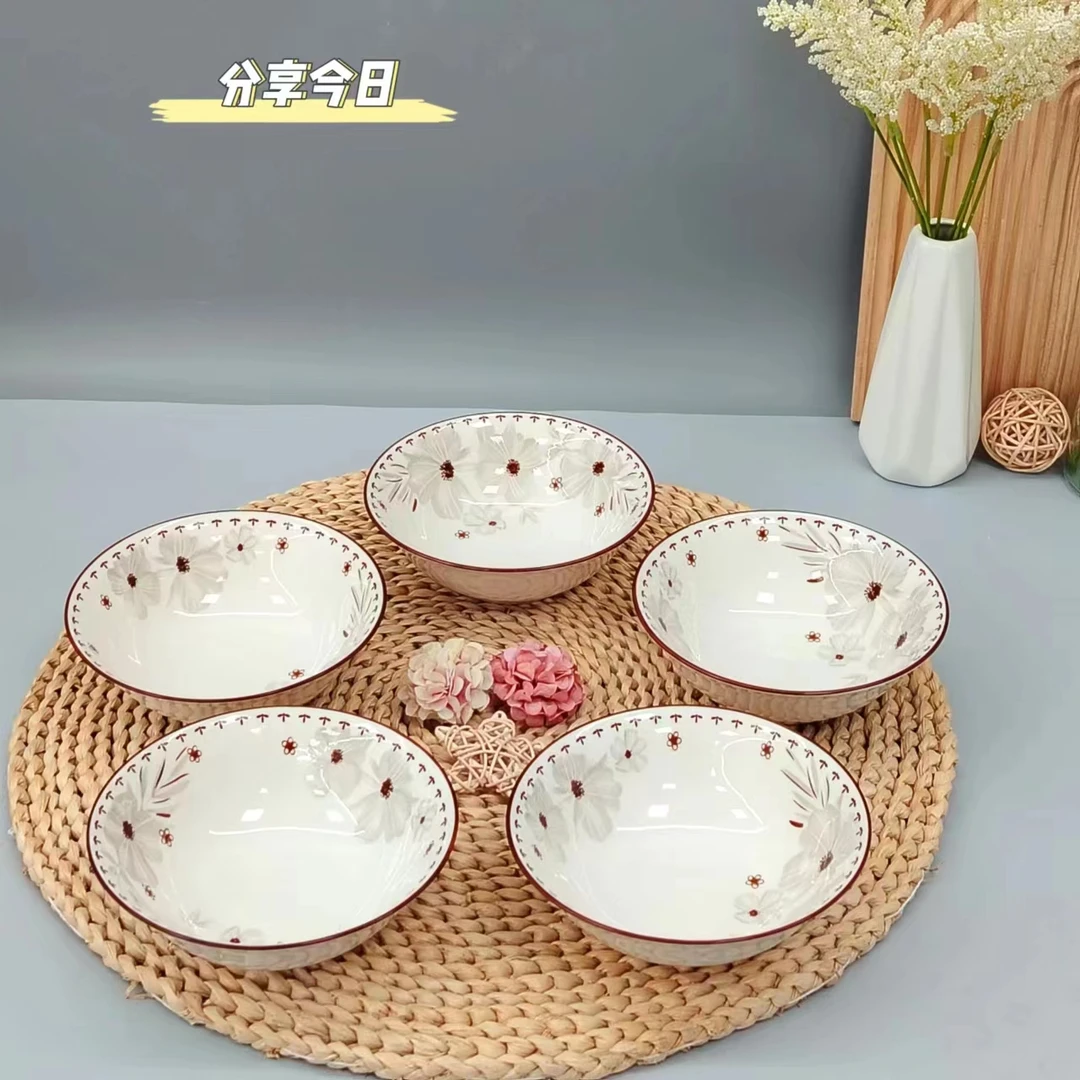 【实力宠粉】6英寸欣雅名苑斗碗釉下彩工艺4个装家用碗家用饭碗