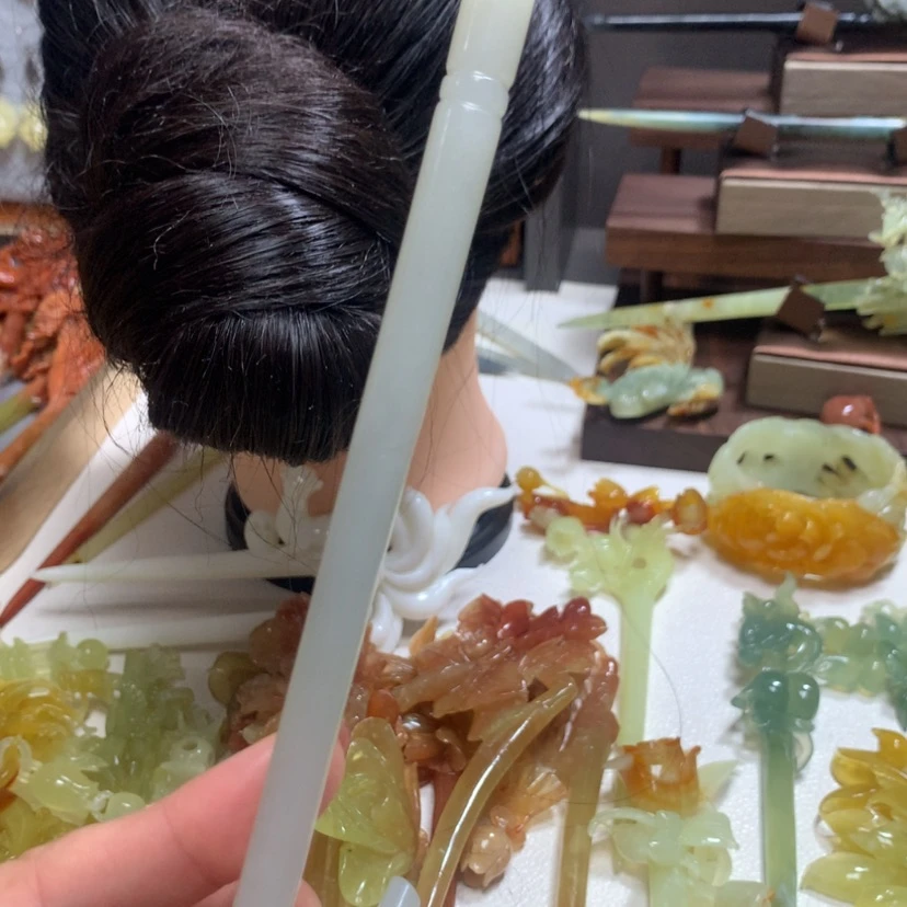 【闪购商品】蛇纹石玉发饰未镶嵌