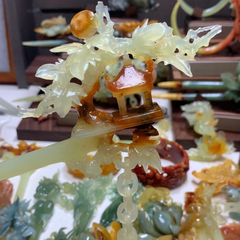 【闪购商品】蛇纹石玉发饰未镶嵌