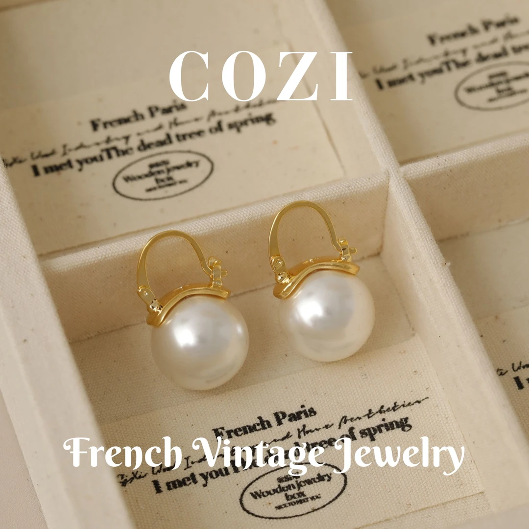 COZI 铜合金耳饰 蔻姿【米兰】气质轻奢珠珠耳饰简约小众设计精致