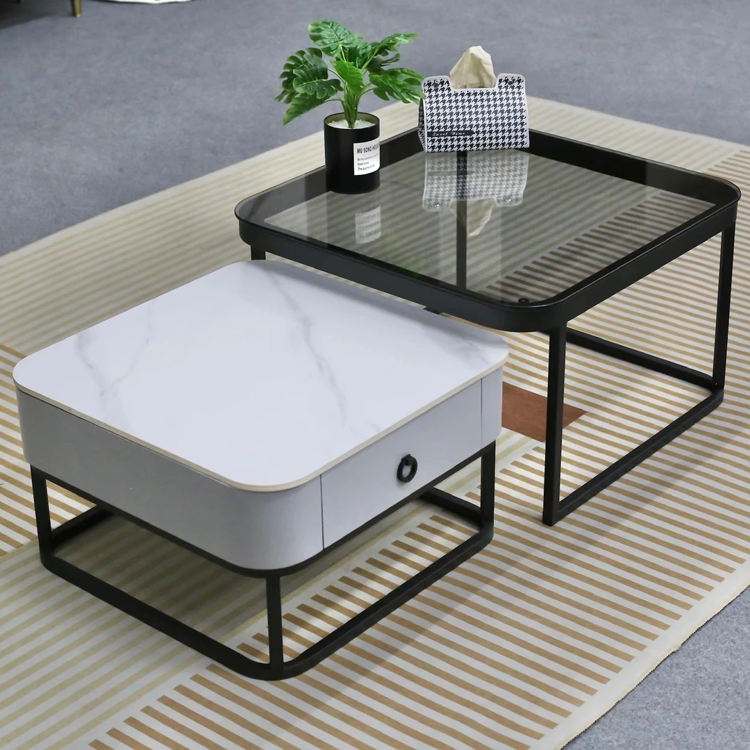 8mm厚一体钢化玻璃岩板茶几客厅家用简约创意小户型轻奢现代茶桌