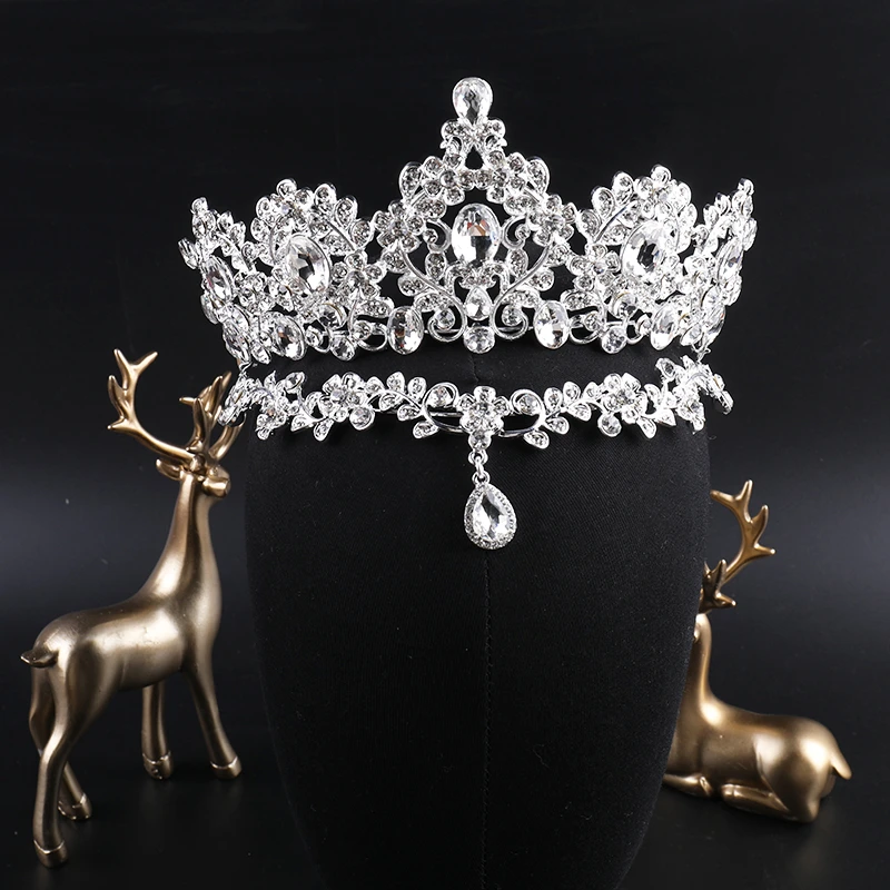 合金仿水晶婚庆饰品 00758韩式新娘重工皇冠一款多用跟妆造型头饰