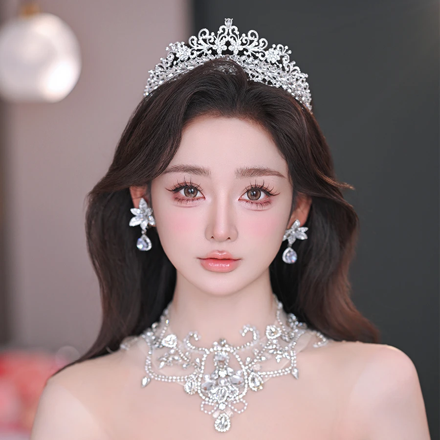 合金仿水晶婚庆饰品 00838新娘皇冠简约百搭公主皇冠婚服配饰头饰