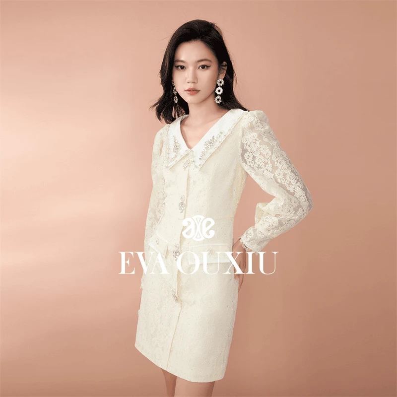 EVA OUXIU/伊华欧秀早秋气质优雅轻奢时尚显瘦连衣裙43WAQ5012