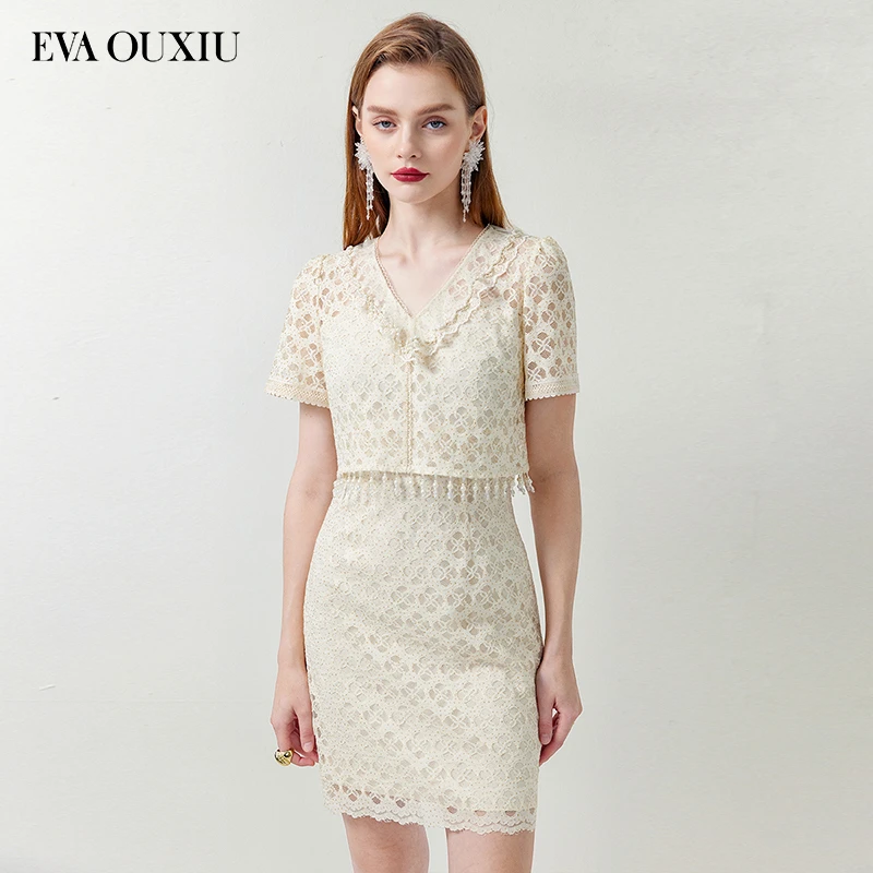 EVA OUXIU/伊华欧秀夏季时尚优雅气质法式女装连衣裙 42KAQ4850