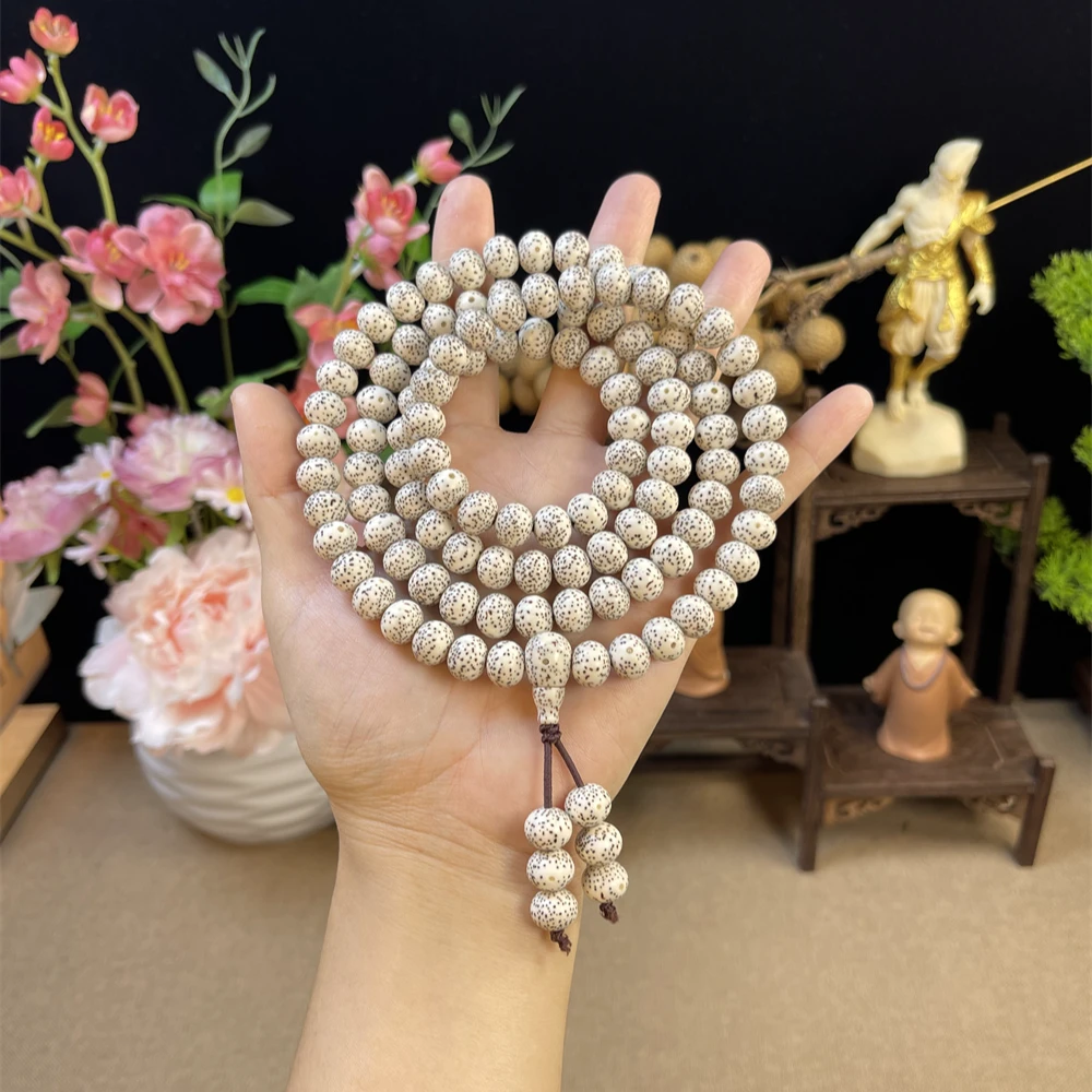 海南原生态星月菩提苹果圆108颗手串脖挂8X10mm简约素雅星月文玩