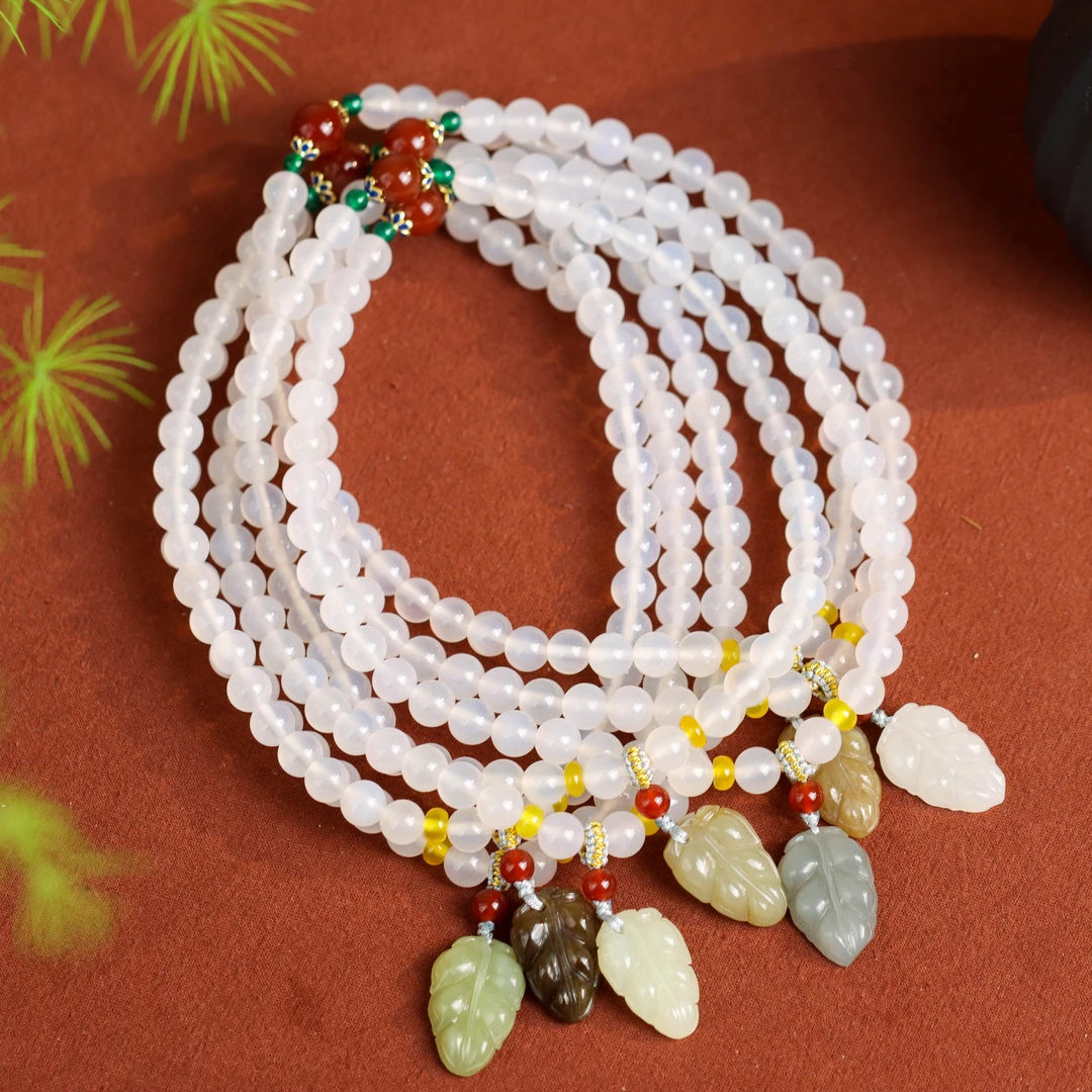 【蔓时光】玛瑙圆珠叶子手工DIY女款多圈手串(多样性发货 发其一)