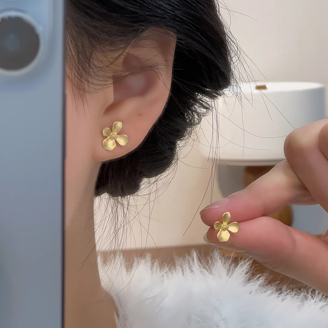铜合金耳饰 【恰度】金色花朵桂花耳钉0264
