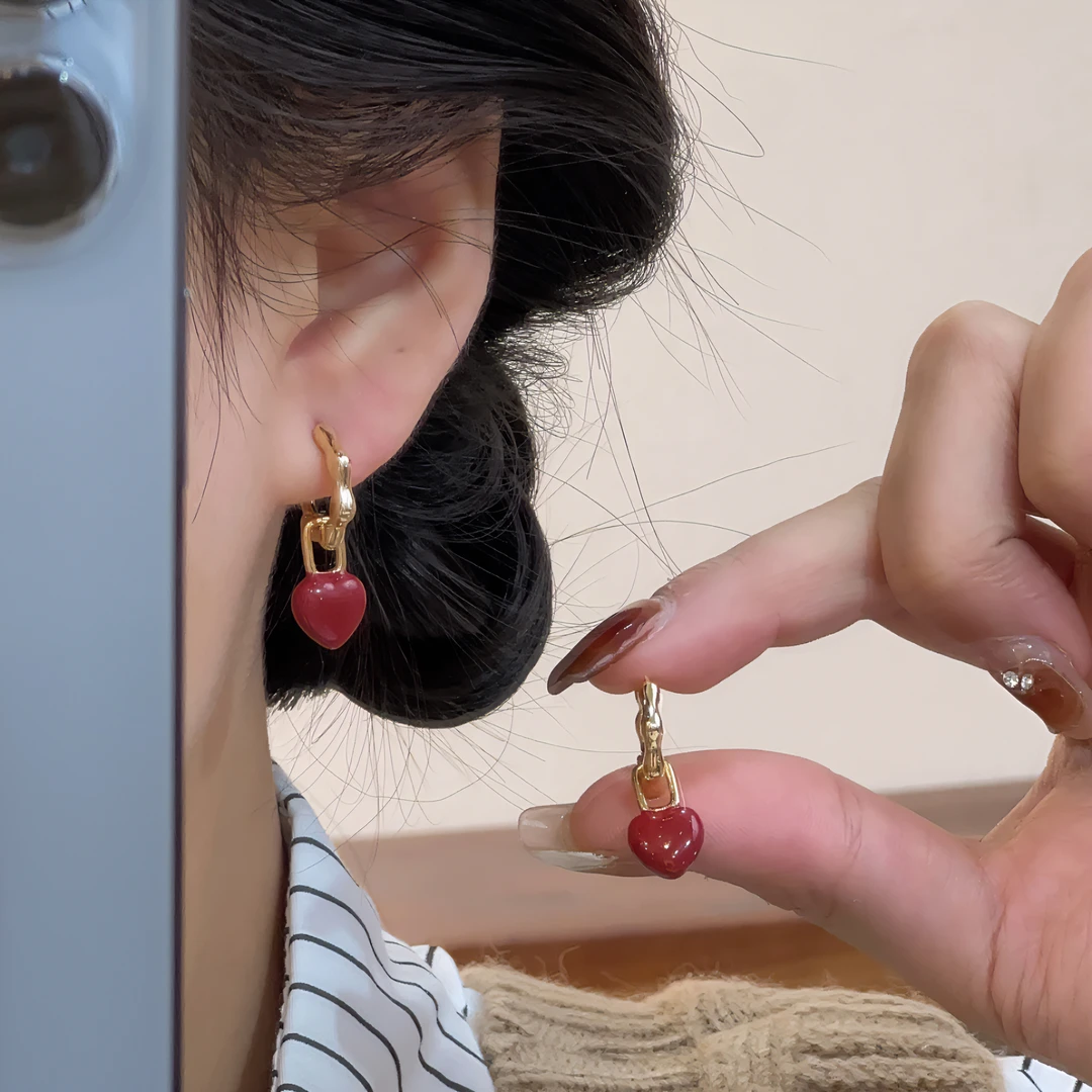 铜合金耳饰 【恰度】麻花爱心圈圈耳扣0373