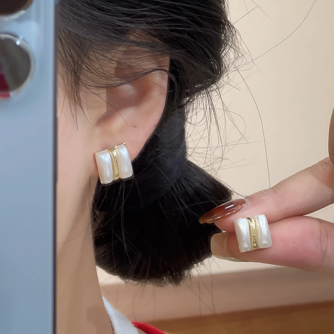 铜合金耳饰 【恰度】双色夹心耳钉0314