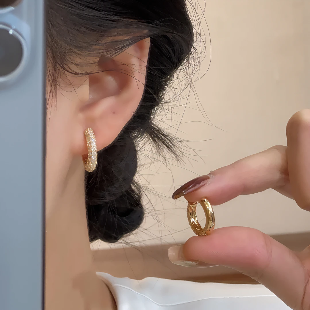 铜合金耳饰 【恰度】气质高级圈圈耳扣0341