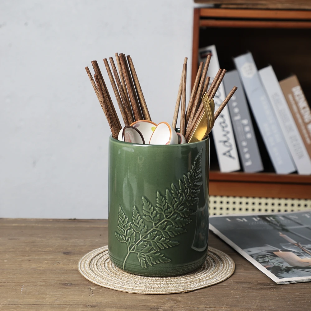 浮雕叶子罐子筷筒花插微瑕