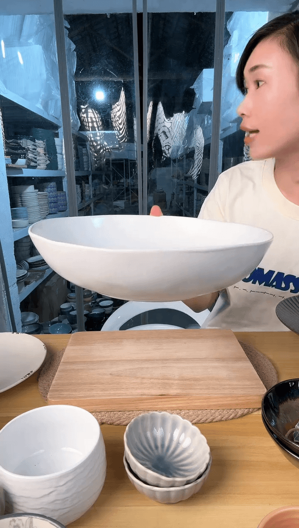 【闪购商品】瓷片11.5英寸异形锤纹大汤碗微瑕