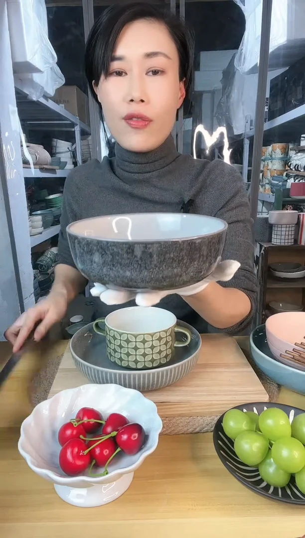 【闪购商品】陶瓷盘6.5英寸窑变灰碗微瑕