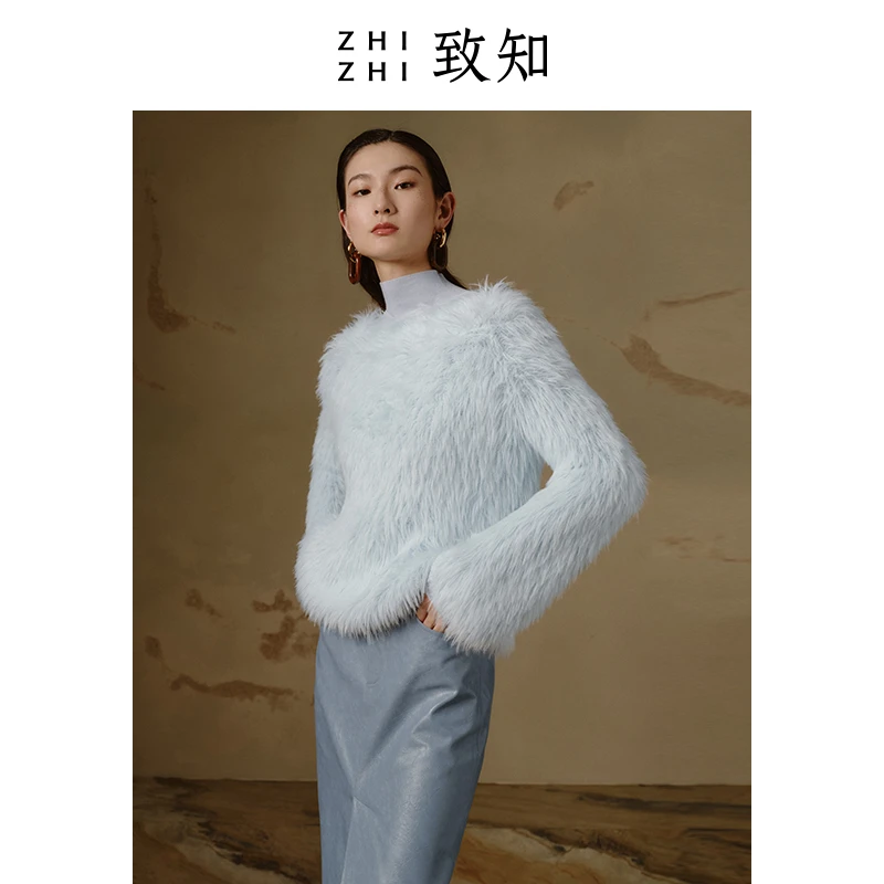 致知 惜余欢 一字领毛衣女2024冬季设计感ZZ2CWKZL044