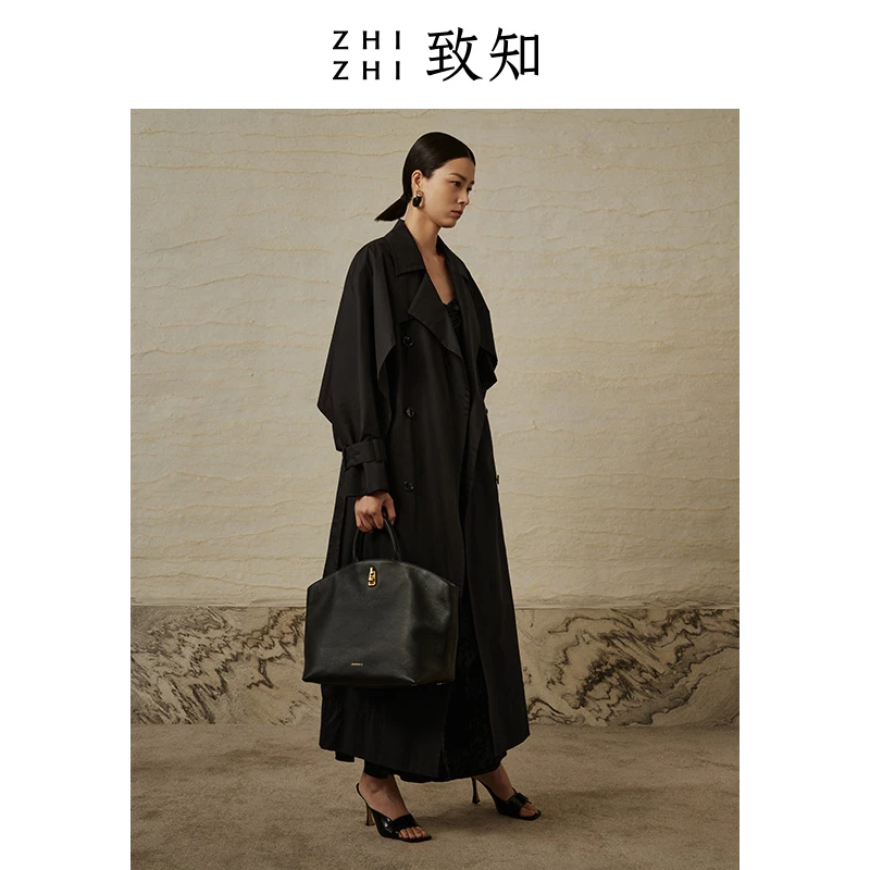 致知 鬲溪梅令 风衣外套女2024秋新款披肩格雷系穿搭ZZ2CAWF2086