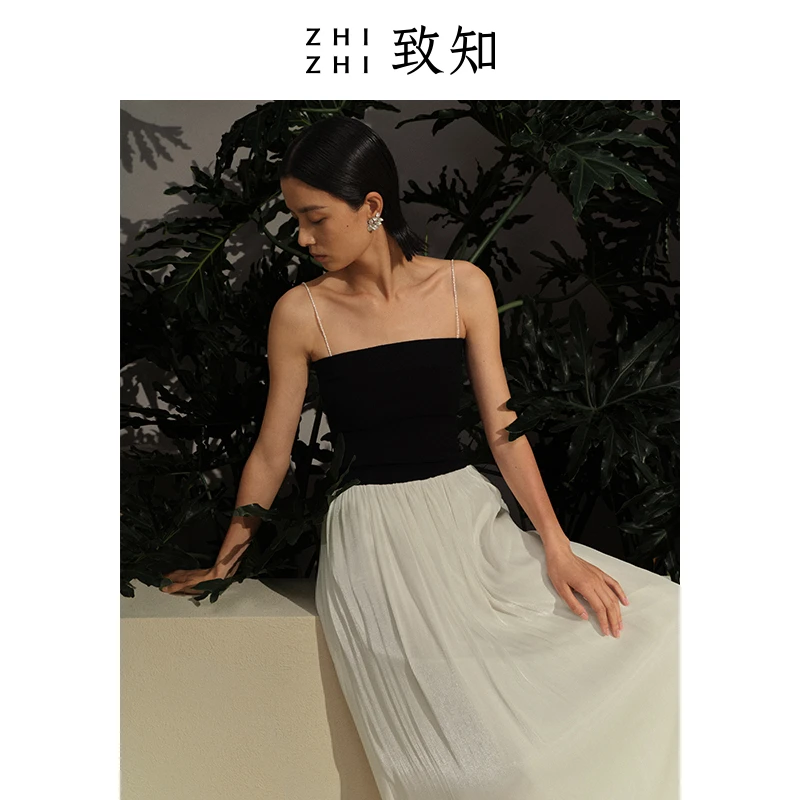 致知水调歌头 吊带抹胸连衣裙2024夏装度假气质款ZZ2CMWL3255