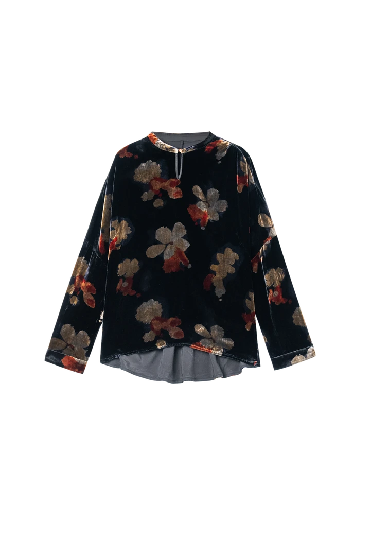 【瓶瓶新款】国风新中式时尚减龄桑蚕丝丝绒上衣ZQ2024901B