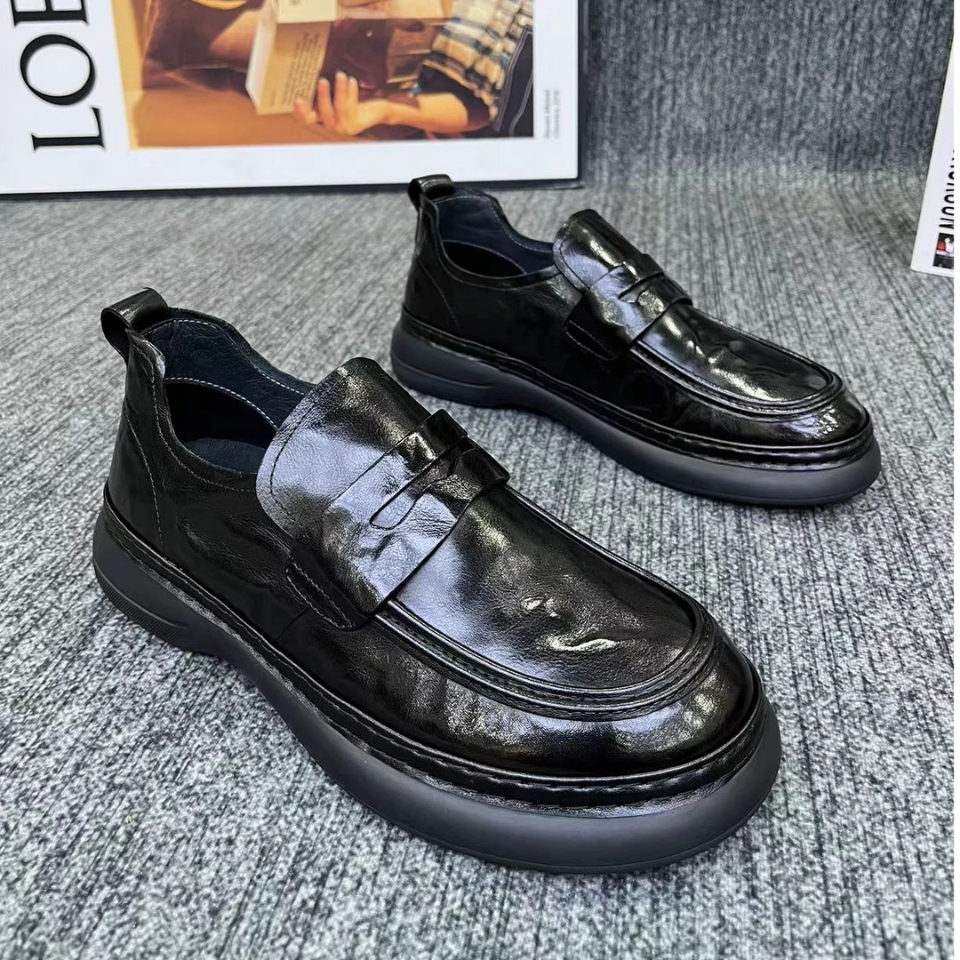 DF8802秋季新款男士真皮商务休闲男鞋 时尚百搭舒适透气软底轻奢