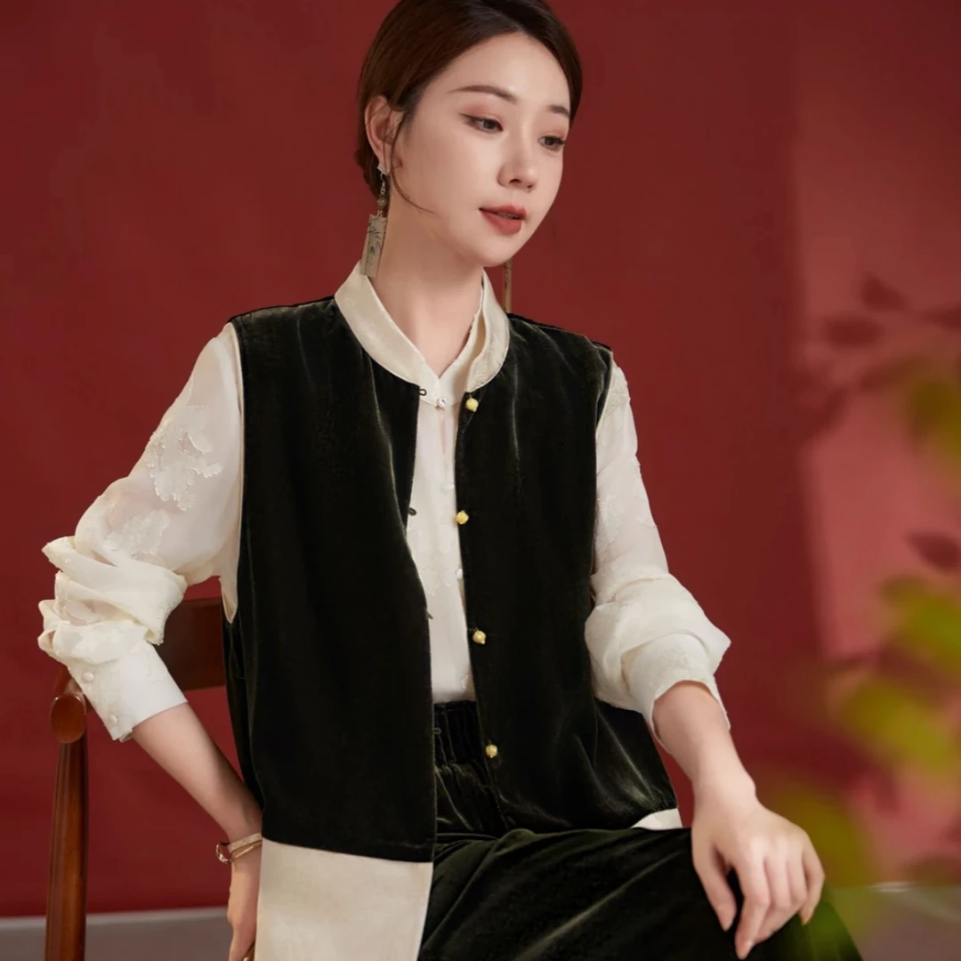 【繁花似锦】桑蚕丝丝绒小衫62498086轻奢女士秋冬