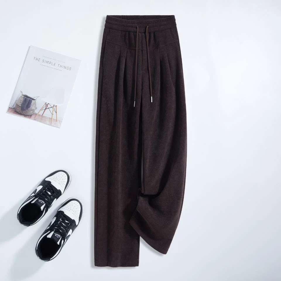 欧棉绒加绒加厚阔腿裤3166