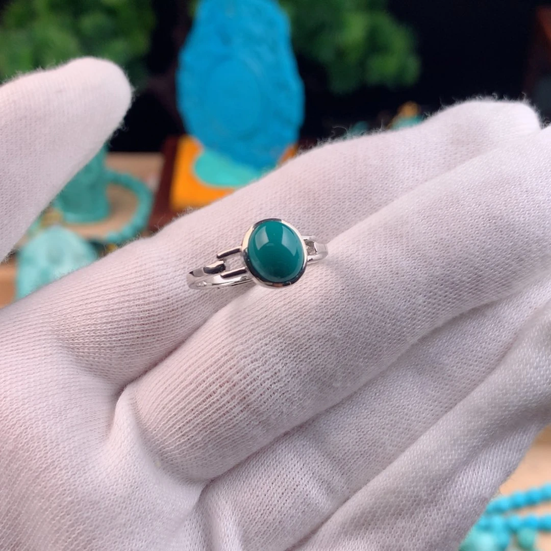 【闪购商品】绿松石女戒活口银S925镶嵌