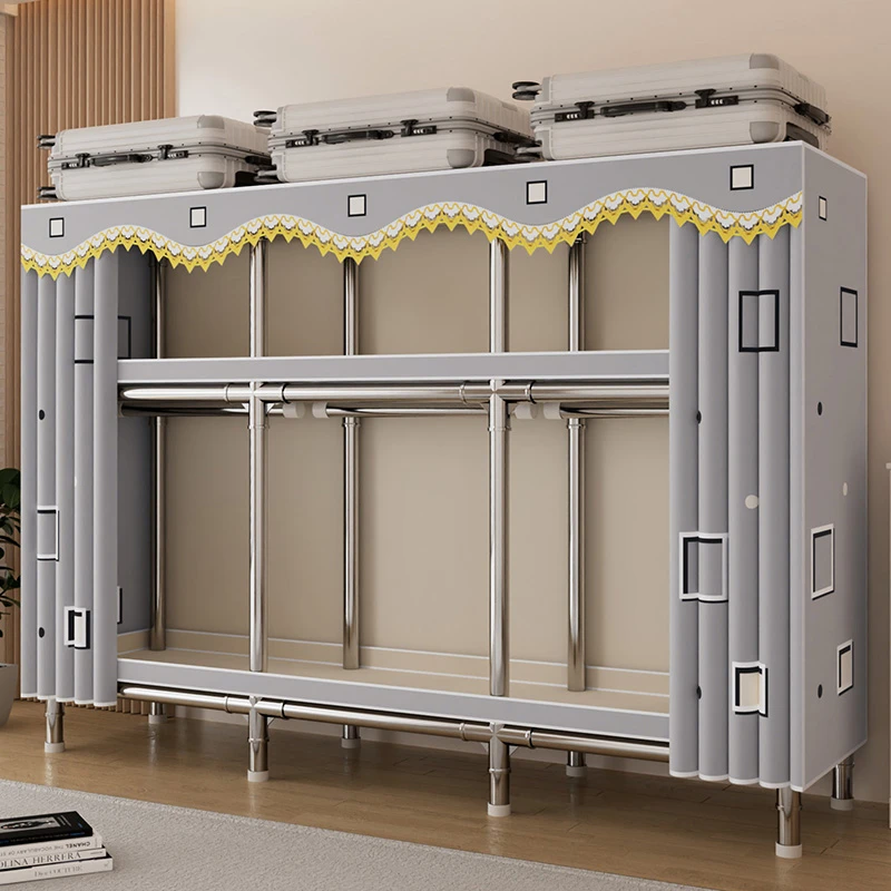 简易衣柜家用卧室合金接头布衣柜出租房宿舍结实耐用组装收纳衣橱