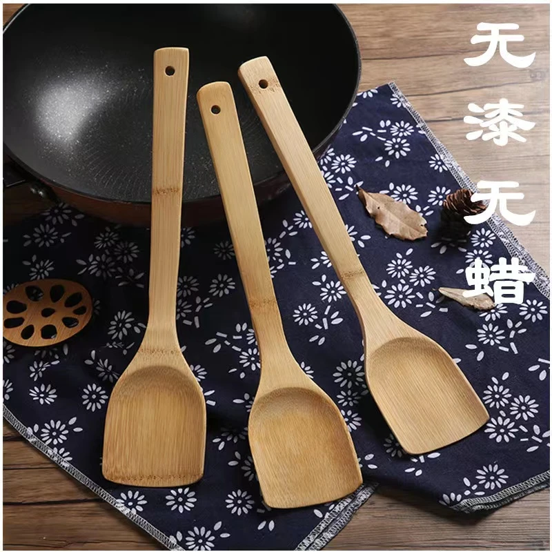 中华铲楠竹竹锅铲家用竹雕直锅弯锅铲无漆锅铲炒菜不粘锅专用包邮