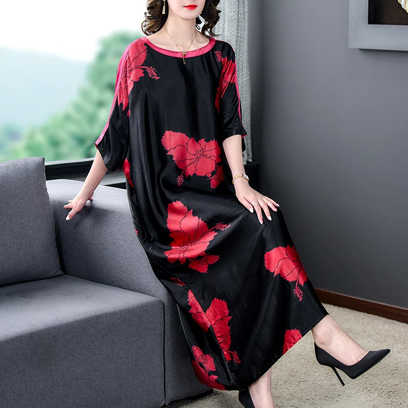 9849#夏装新款高贵优雅气质连衣裙大码女装民族风长裙