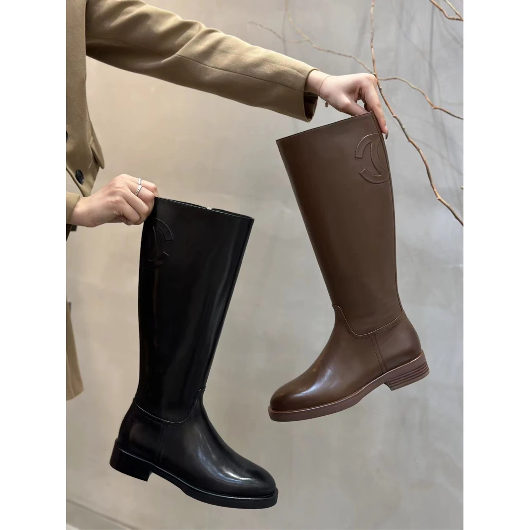 【高端原创欧货】3368-71新款简约大皮靴厚底高筒靴时尚百搭真皮