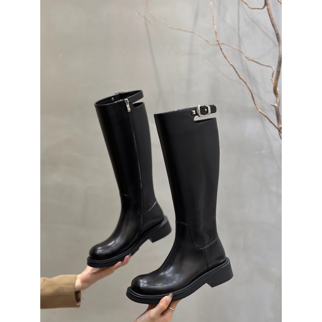 【高端原创欧货】8899-1新款时尚大皮靴厚底高筒靴黑色高筒靴百搭